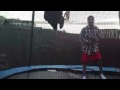 Felix + Antony doing flips in the trampoline