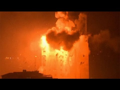 Israel-Gaza conflict: massive explosions as air strikes hit Hamas media building