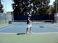 Mardy Fish practicing his serve and volley at the 2009 LA Tennis Open.