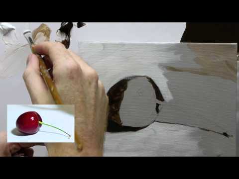 painting cherries - http://www.willkempartschool.com How to paint an acrylic still life painting, step-by-step free video series with professional artist Will Kemp. Part 2a Clic...