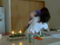Alaura and Lilly fighting over a ponytail Alaura and Lilly fighting over a ponytail