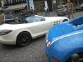 Awesome and very rare two-tone Bugatti Veyron Centenaire edition. Followed by two SLR 722S. Riding in the streets of Paris. Qatari balling at its finest :) - ALEX