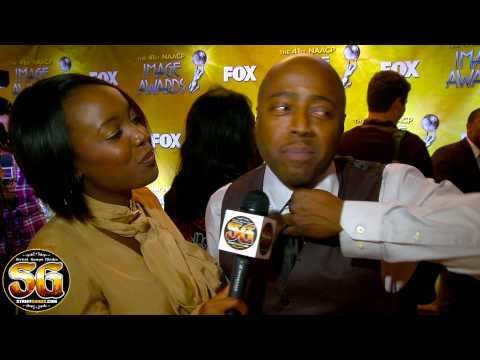 N'neka Hite interviews comedian Donnell Rawlings at NAACP anouncements in Beverly Hills