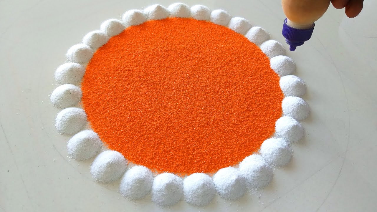 New Orange Color Rangoli With Tricks Blouse Designs