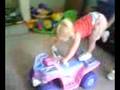 2 year old showing off stunts on 4 wheeler