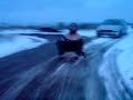 alisch beim schlitten fahren hinterm auto.  teil 2