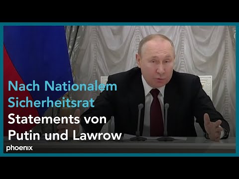 Moskau: Putin und Lawrow nach Sitzung des Nationalen Sicherheitsrates am 21.02.22 (Russland/Ukraine)