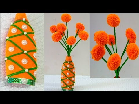 DIY-Woolen Guldasta New Ideas/Flower Pot/Waste Plastic bottle Guldassta/New craft/DIY Craft