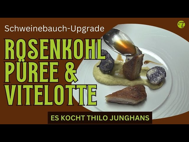 Feines Rosenkohlp&uuml;ree & Vitelotte &ndash; Die perfekte Beilage zum konfierten Schweinebauch | Chef Tilo Junghans