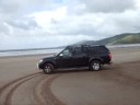 Lynn donuting Navara on Inch Strand