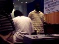 evan brice on organ and chris gray jr. on drums workin' out in one of the conference rooms during aim
