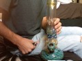 smoking the bong with kief