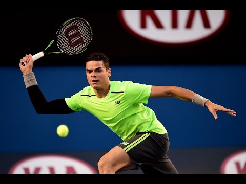 Shot - Novak Djokovic hits a winning shot of the day during his quarterfinal against Milos Raonic at Australian Open 2015.