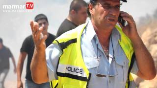 حريق هائل يلتهم اشجار الزيتون في قرية المغار