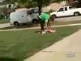 Little girl pwned by big yellow ball