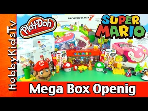 Play-Doh Super Mario Mega Box Opening, SURPRISE Luigi Bowser Yoshi Donkey Kong HobbyKidsTV