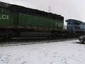 CSX mixed frieght in bad weather CSX mixed frieght in bad weather