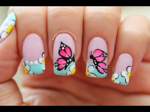 Decoracion de uñas mariposas - Butterfly nail art
