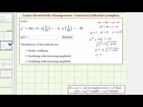 Ex: Solve Linear Second Order Homogeneous DE with Constant Coefficients ...
