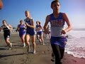 catholic school girls running on the beach