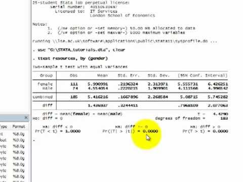 how to compare two means in t test