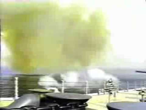 Iowa Class Battleship fires its 16 ...