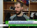 oleg petrov has chalked up a hat-trick in atlant's 8-2 drubbing of lokomotiv, as the men from mytishchi clinched the western conference to book a spot in their maiden gagarin cup finals.