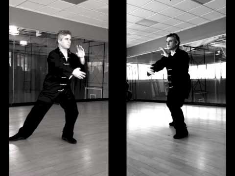 sxs 1 - Sifu Marc Sabin demonstrating beginner's Tai Chi. Side by side view.