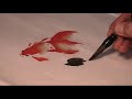 Basic Strokes of Painting Goldfish in Sumi Ink and Watercolor
