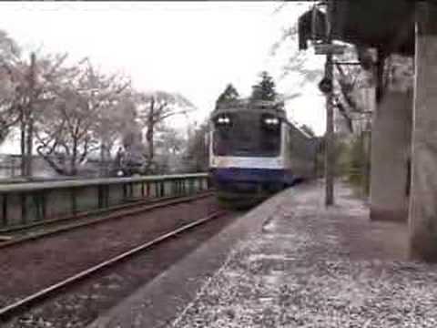 能登鹿島駅（能登さくら駅）桜舞うホーム