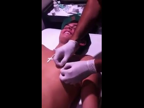 Skip Daniel Sahyounie getting his nipple pierced