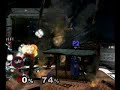 conceived by mr. tenda, performed/captured by jeffman.

do a pk thunder into ness diagonally down and left into the tree, so that ness slides along the tree and ends up inside the stage.

ness should usually hit the opponent and grab the edge afterwards, but it didn't happen in this case.