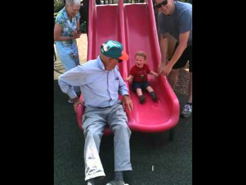 Owen & Gramps sliding at Wickham Park