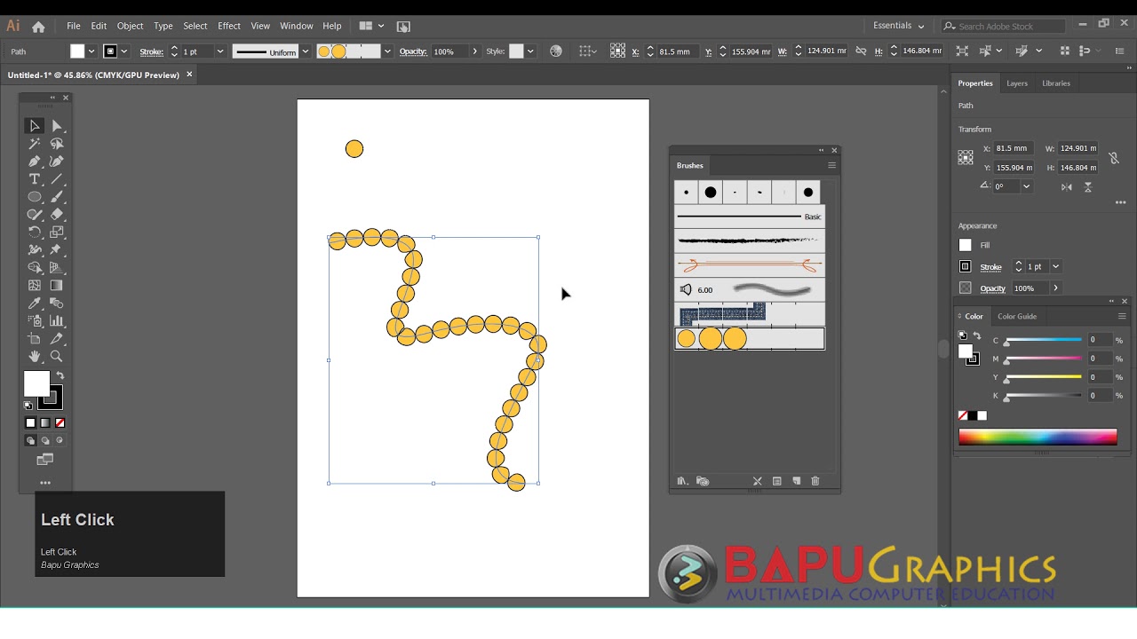 How to run shapes on path in Adobe Illustrator using Pattern brush tool