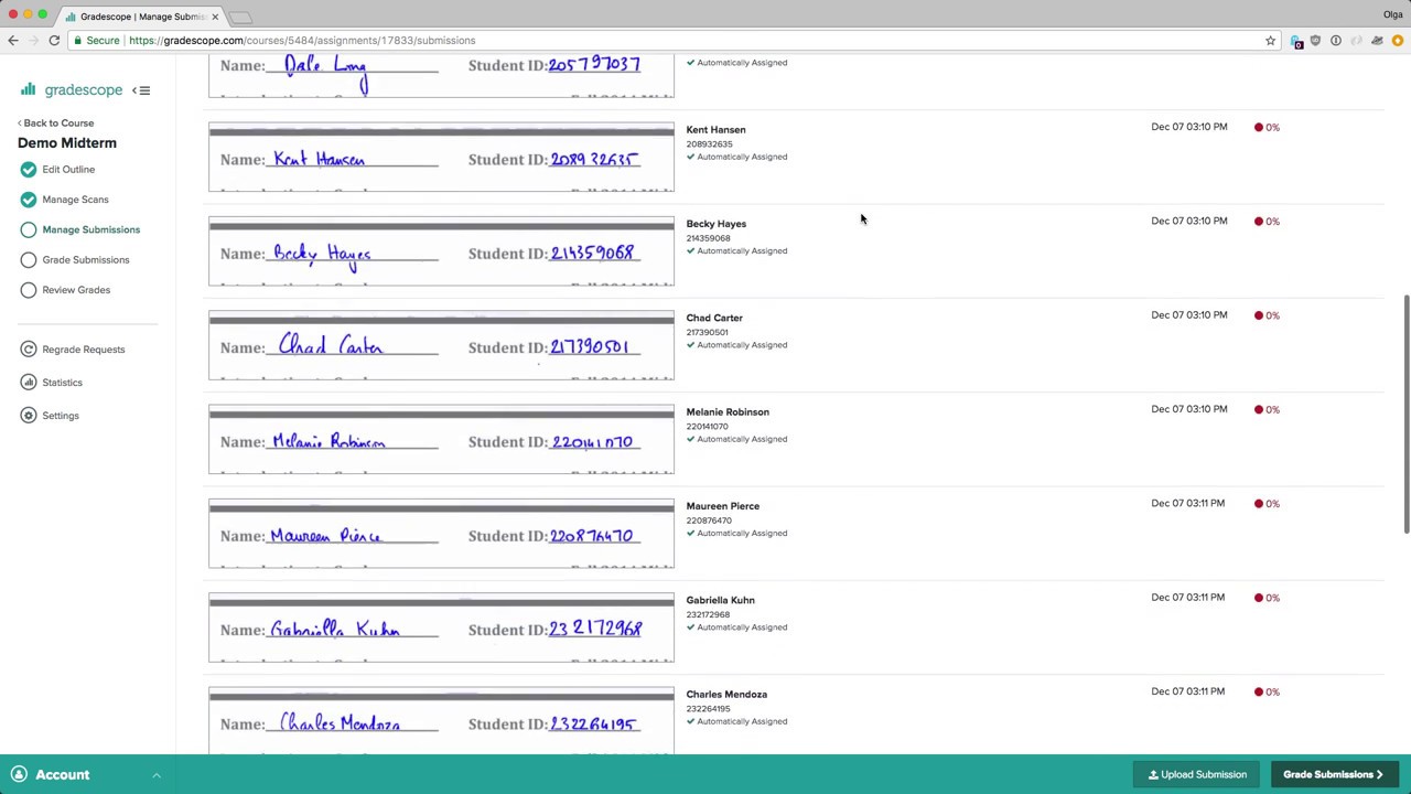 Uploading Exam Scans and Associating Them With Students