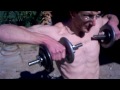 Wheelchair style, Upright Row exercise in backyard on Christmas Eve; L1 injury 12-24-11