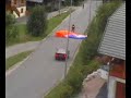 Parapente landing on the road. Parapente landing on the road.