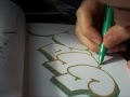 Gold and green scr graffiti