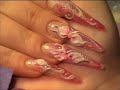 nail modelling   pink flower 