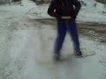 Snowboarding behind car in StJohns