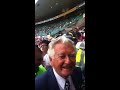 Bob Hawke skulls a beer at the SCG Australia vs India Jan 4 2012- 1 for the country