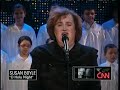 Susan Boyle's original pre-taped appearance (singing and interview) for 7 Dec 10 was postponed and split: Singing 