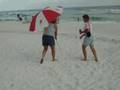 sue & sandi taking back the umbrella.
