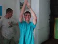 Bellringing demo rattling a rope guide .