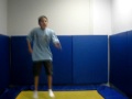jumps on the trampoline