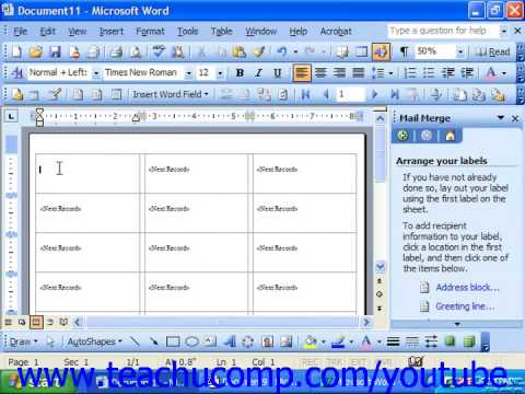 Word 2003 Tutorial Merging Labels Microsoft Training Lesson 23.1