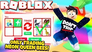 I ONLY Traded NEON QUEEN BEES in Adopt Me! NEW Adopt Me Bees Update (Roblox)