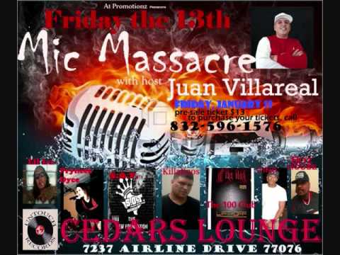 Juan Villareal hosting Mic Massacre at Cedars Lounge in Houston TX. A1 Promotionz