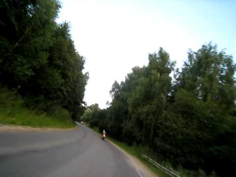 CB 400 streetfighter riding on board in Russia.Moscow outskirts.