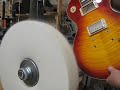 shop built buffer luthier buffing out a les paul guitar repair